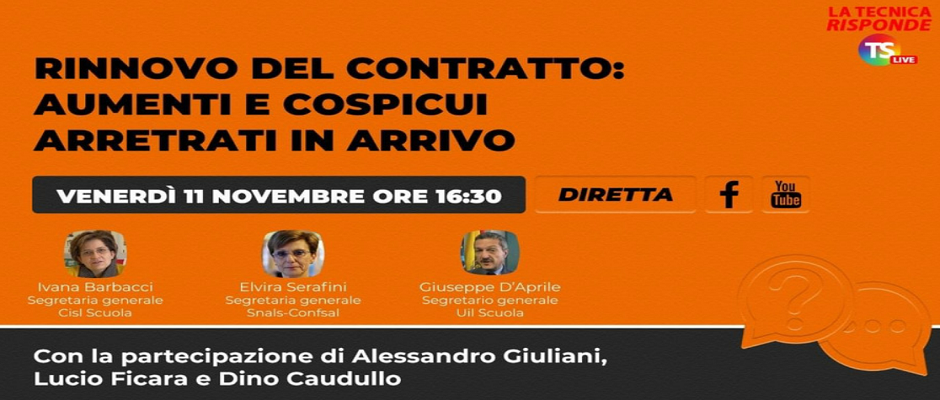TUTTO SULL'ACCORDO PER IL NUOVO CONTRATTO: IVANA BARBACCI IN DIRETTA ALLE 16.30 PER LA TECNICA DELLA SCUOLA